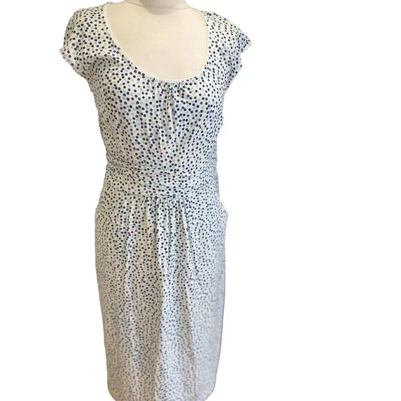 Boden Margot Jersey Dress with Pockets Women Size 12 L Blue Polka Dot Print EUC - Picture 5 of 16